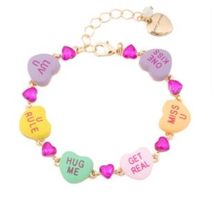 NEW Betsey Johnson Sweetheart Link Flex Statement Line Bracelet 7.5"l